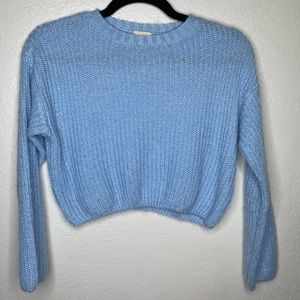 Forever 21 blue knitted long sleeve crop top